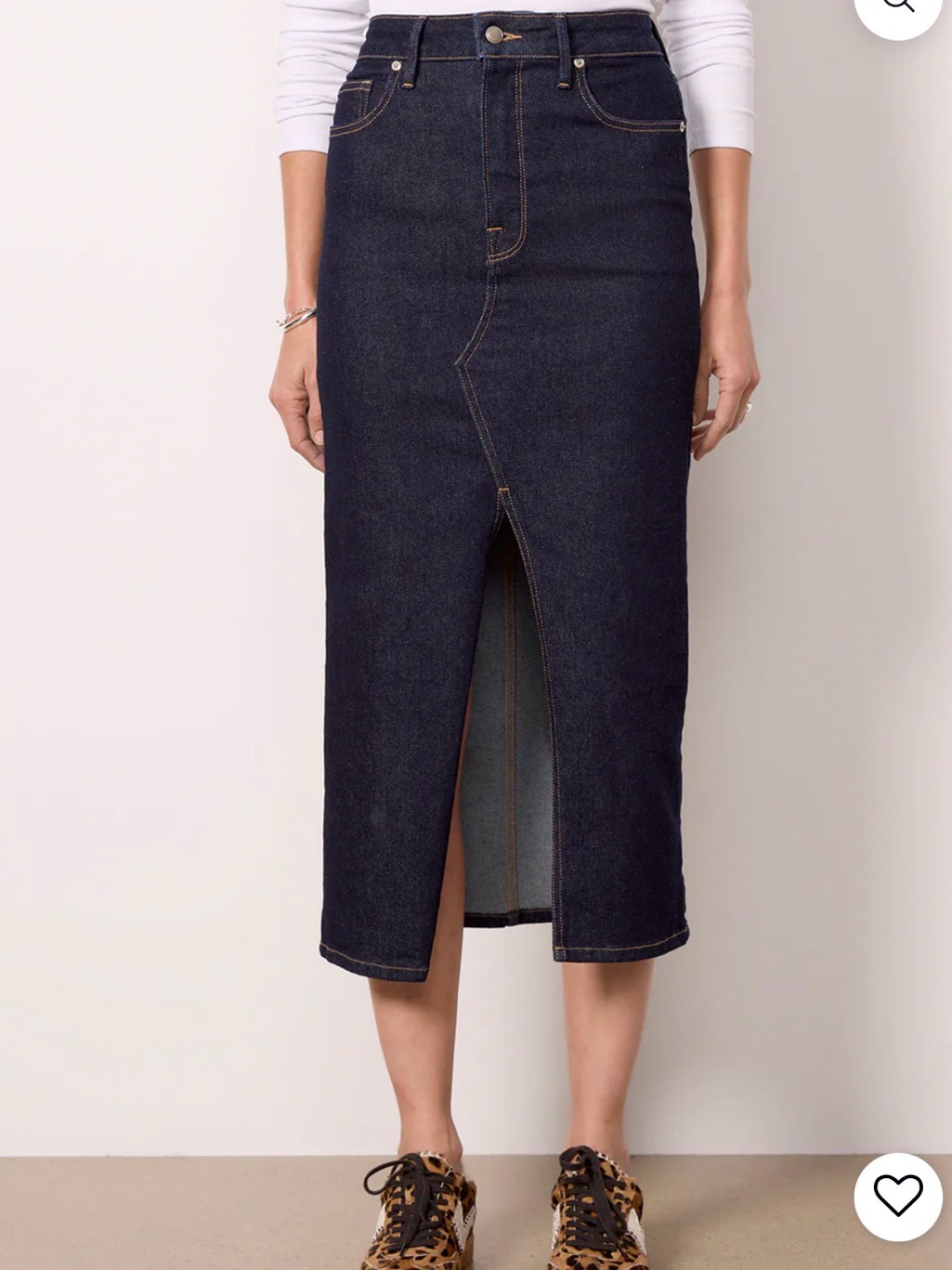 Good American Dark Blue Denim Jeans With Tan Stitching